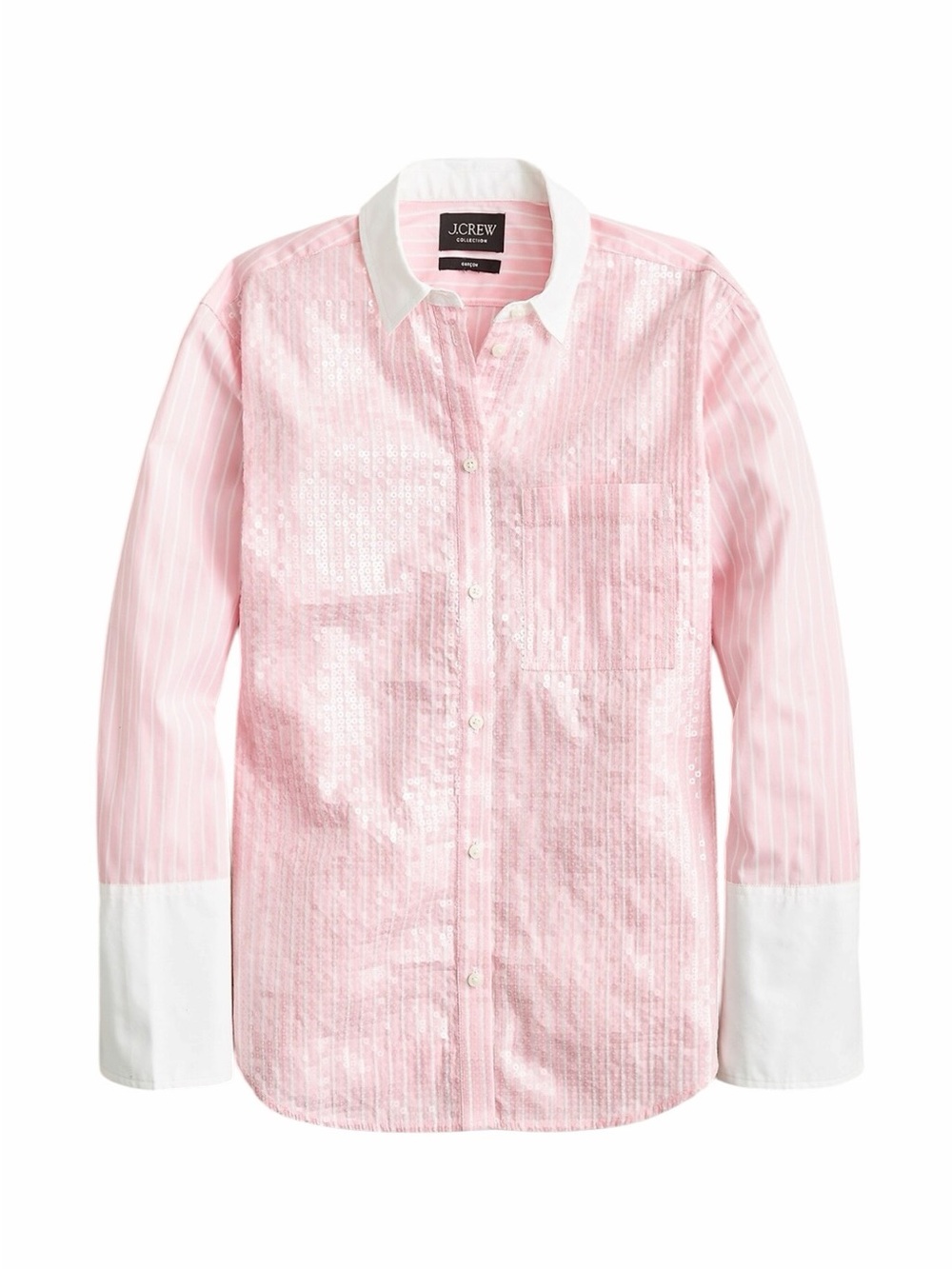 J.Crew - NWT Collection Garçon Pink Stripe Sequin Button Dress Shirt Sz 12